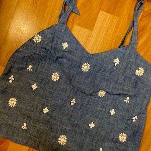 J.Crew beaded denim top